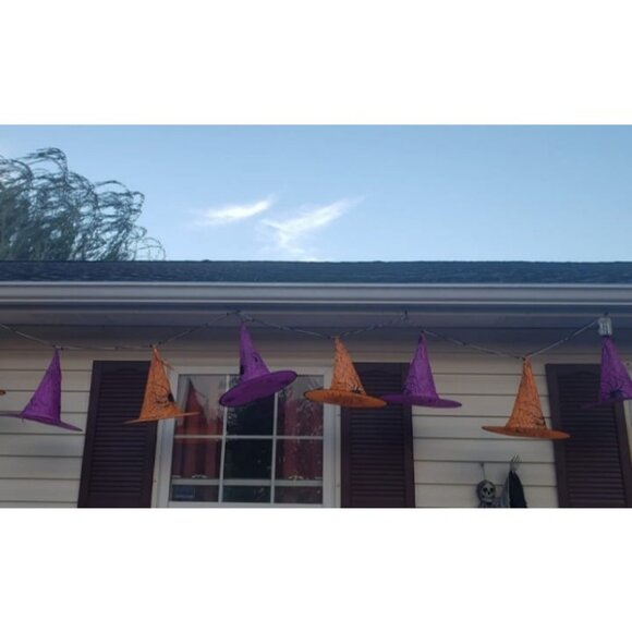 2 Pack Halloween Decorations, 8Pcs Each Lighted Hanging Witch Hats - Picture 1 of 2